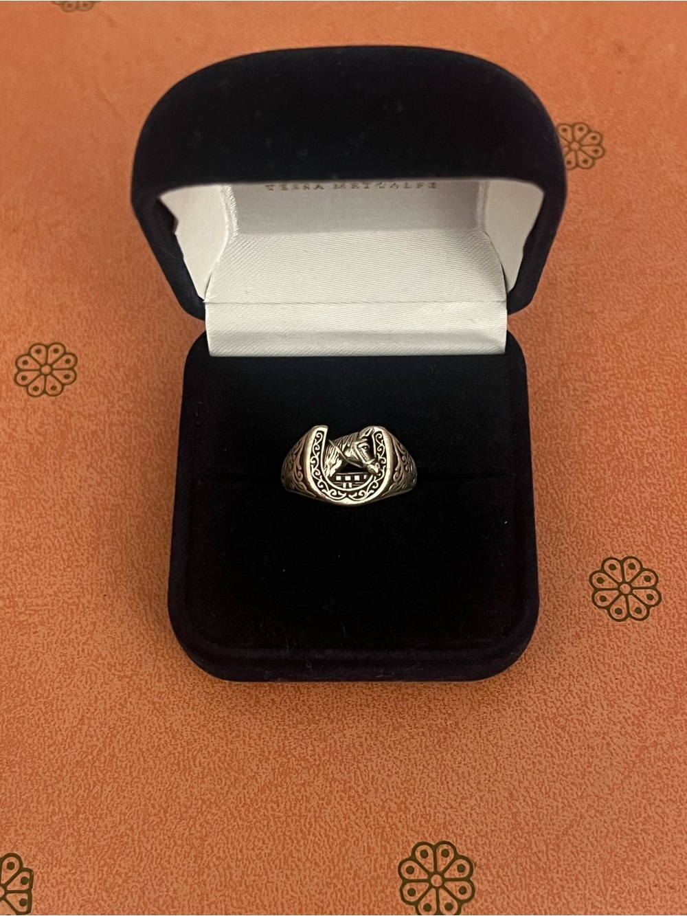 Sterling Silver Horse Shoe & Rider Signet Ring
